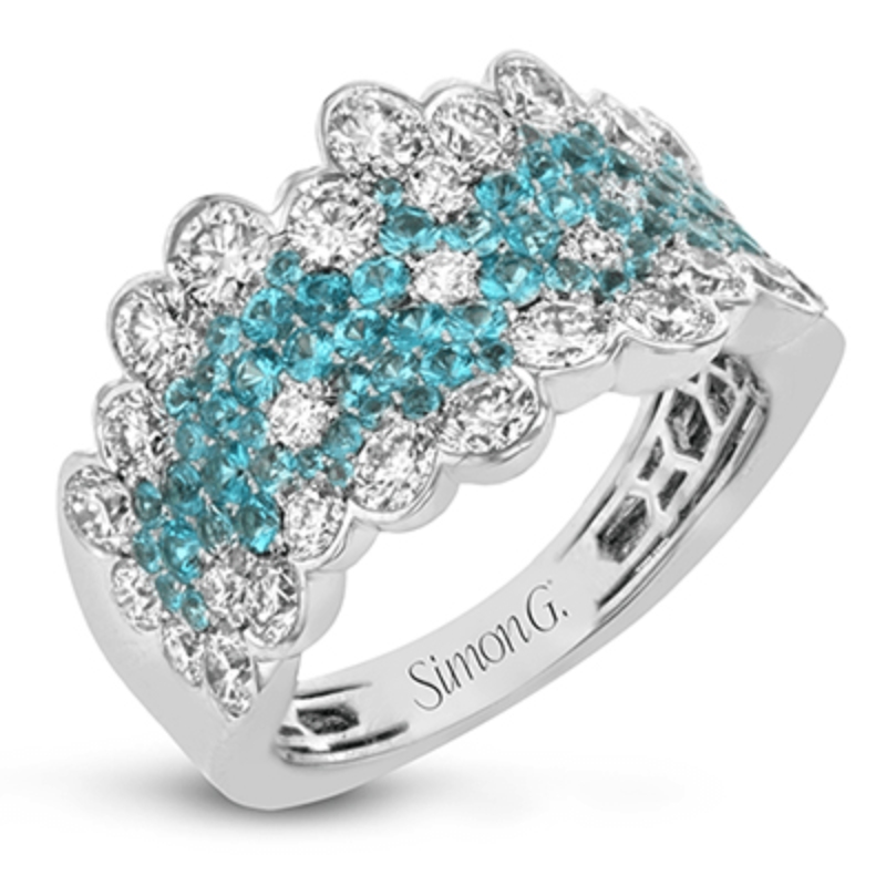 LR1169 Tourmaline & Diamond Fashion Ring In 18 Karat White Gold