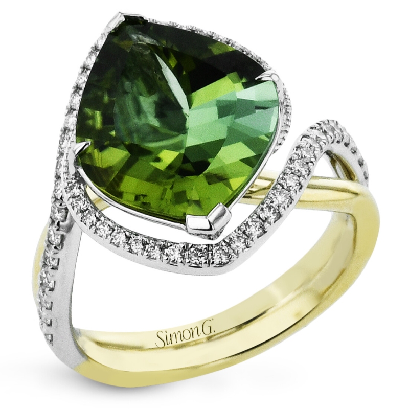LR3377-A-778592 Tourmaline & Diamond Ring In 18 Karat White & Yellow Gold