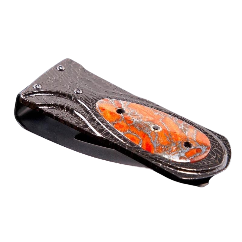 William Henry M3SUNRISE Zurich Sunrise Money Clip, Damascus & Coral