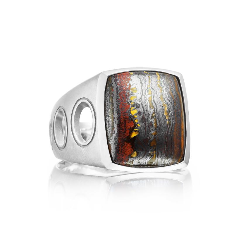Gent's Sterling Silver 10.35ct Tiger Iron Fashion Ring