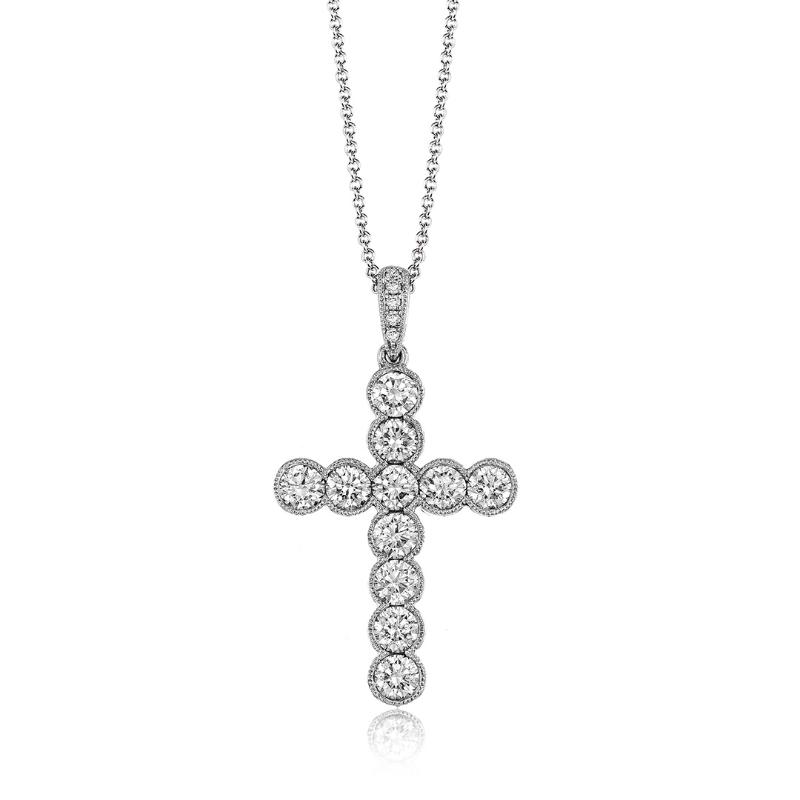 Cross Pendant in 18K Gold with Diamonds