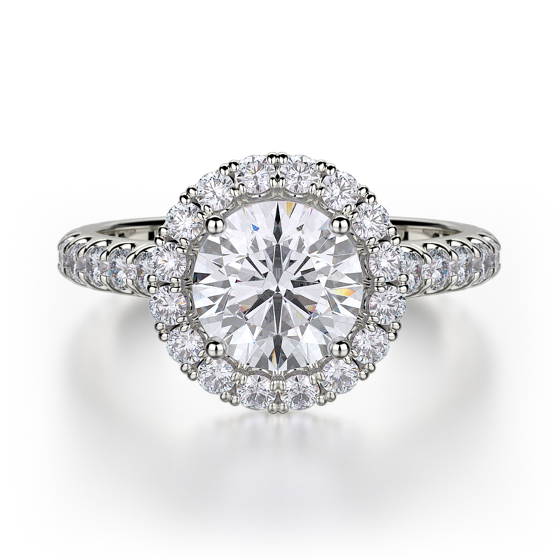 R320-1 Europa White Gold Round Engagement Ring 0.75