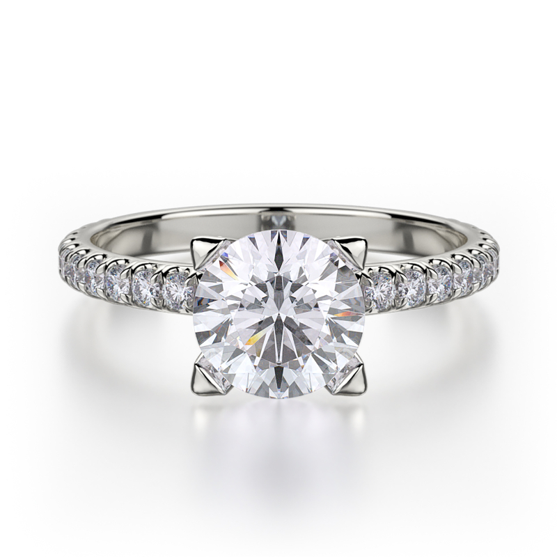 R371-1 Europa White Gold Round Engagement Ring 0.75