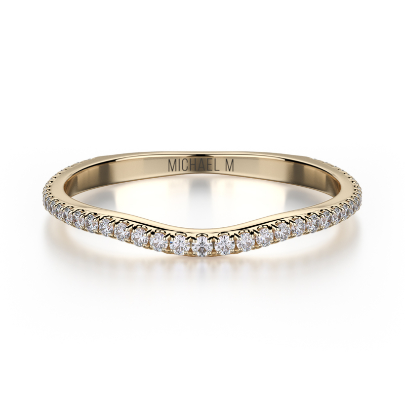 Michael M. Women's Curved Yellow Gold Diamond Wedding Ring