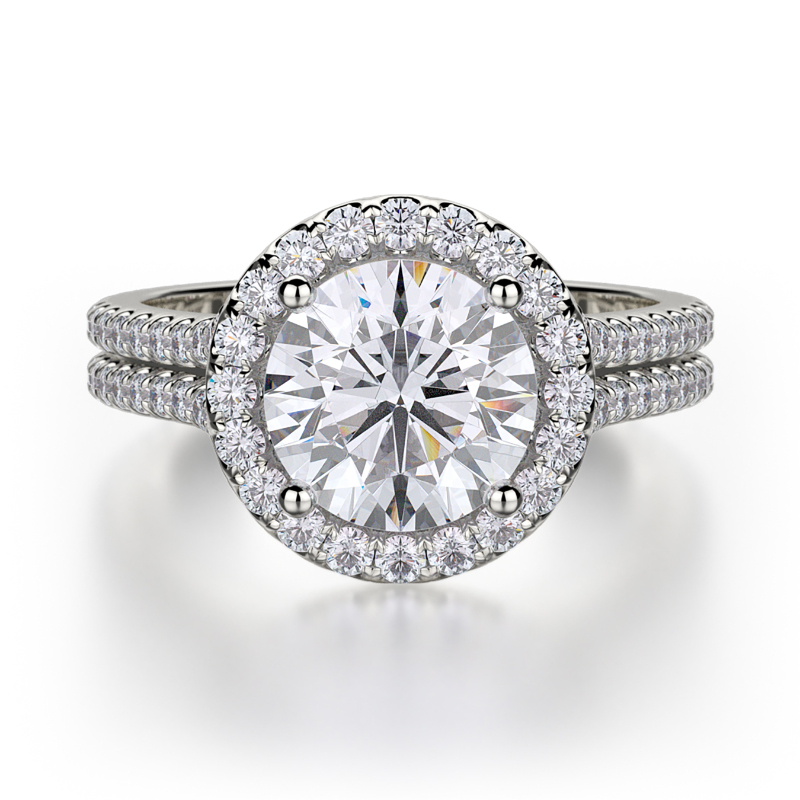 R456-1 Europa White Gold Round Engagement Ring 0.75