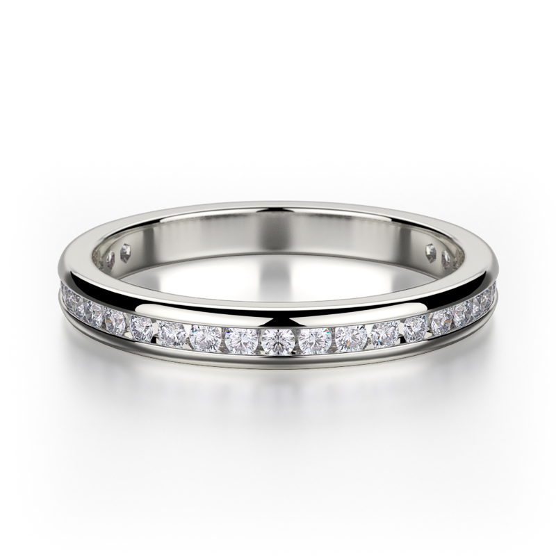 Women's Platinum Channel Set Diamond Wedding Ring