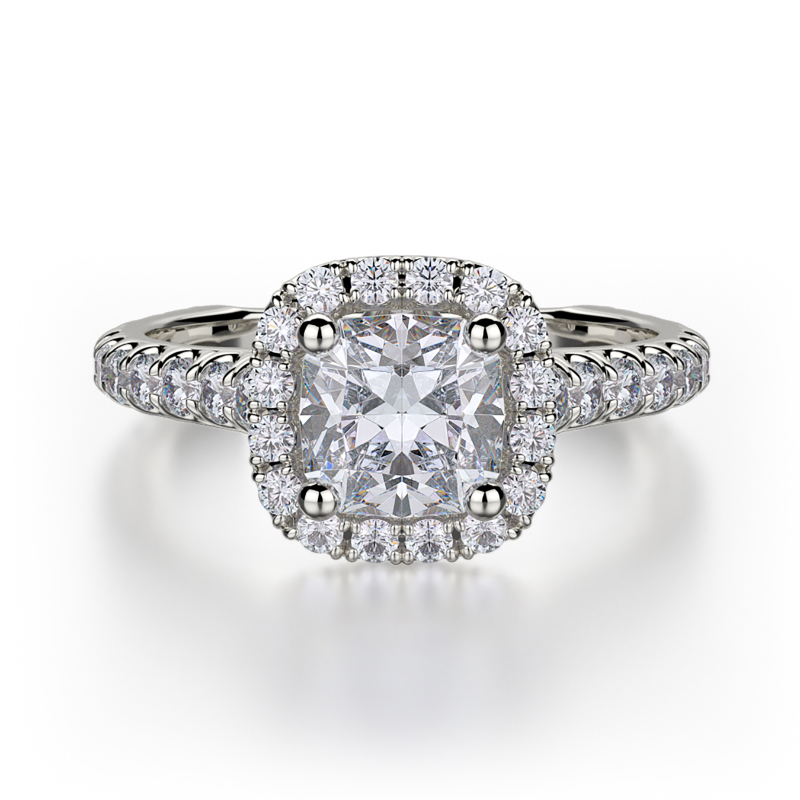 R559-0.75 Europa White Gold Cushion Cut Engagement Ring 0.55