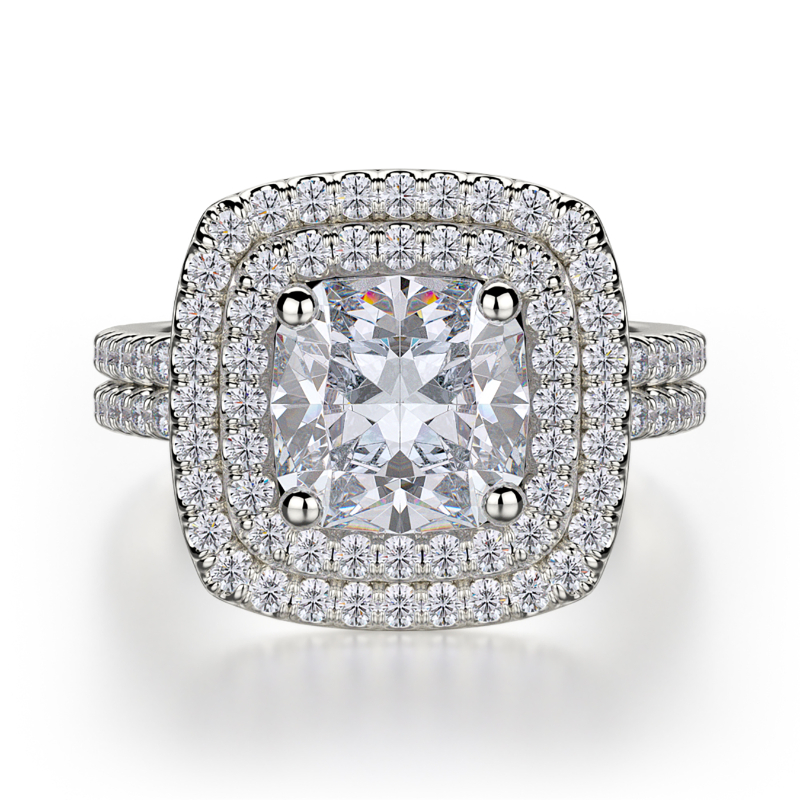 R560-1 Europa White Gold Cushion Cut Engagement Ring 0.75