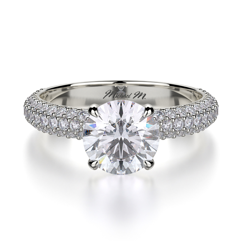 R699-3 Crown White Gold Round Engagement Ring 2.5