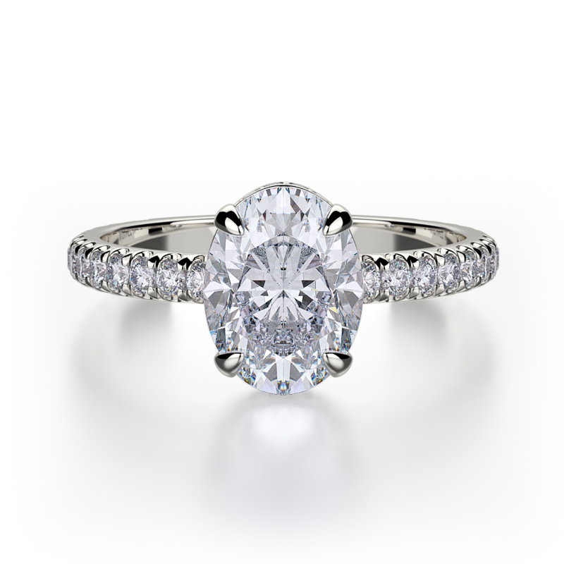 R715-2 Crown White Gold Oval Cut Engagement Ring 1.75