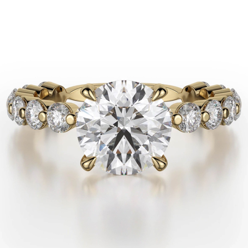 R782-1.5 Crown Delicate Yellow Gold Round Engagement Ring
