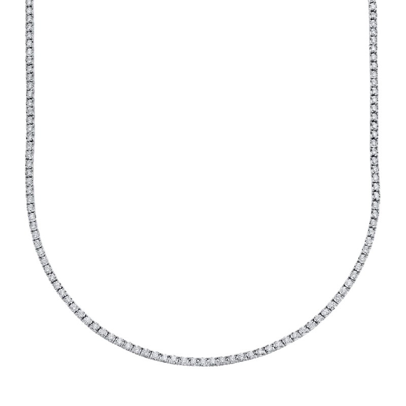 SC55004959Z16 Stella Collection Diamond Tennis Necklace In 14 Karat White Gold With Round Cut Diamonds