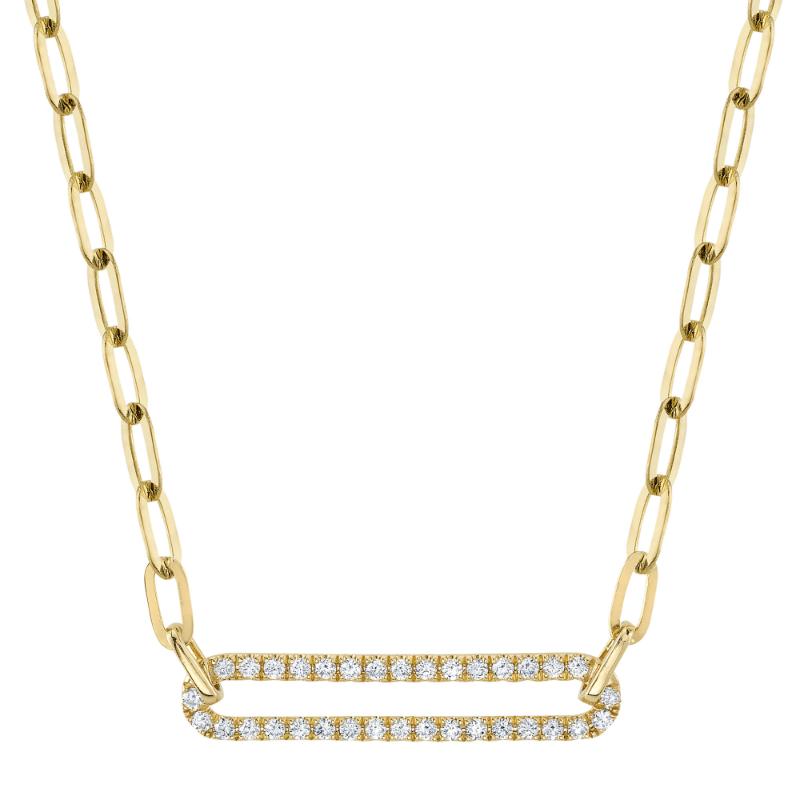 14kt White gold Diamond Single Paperclip Style Necklace | Acori Diamonds &  Design | Friendswood, TX