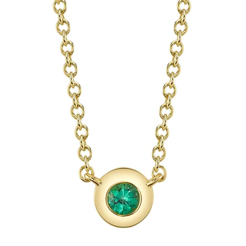 SC55026484 Bailey Collection Emerald Bezel Necklace In 14 Karat Yellow Gold