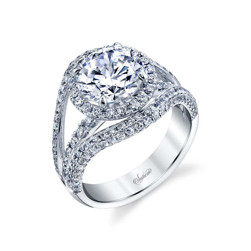 18K White Gold This Halo Engagement Ring
