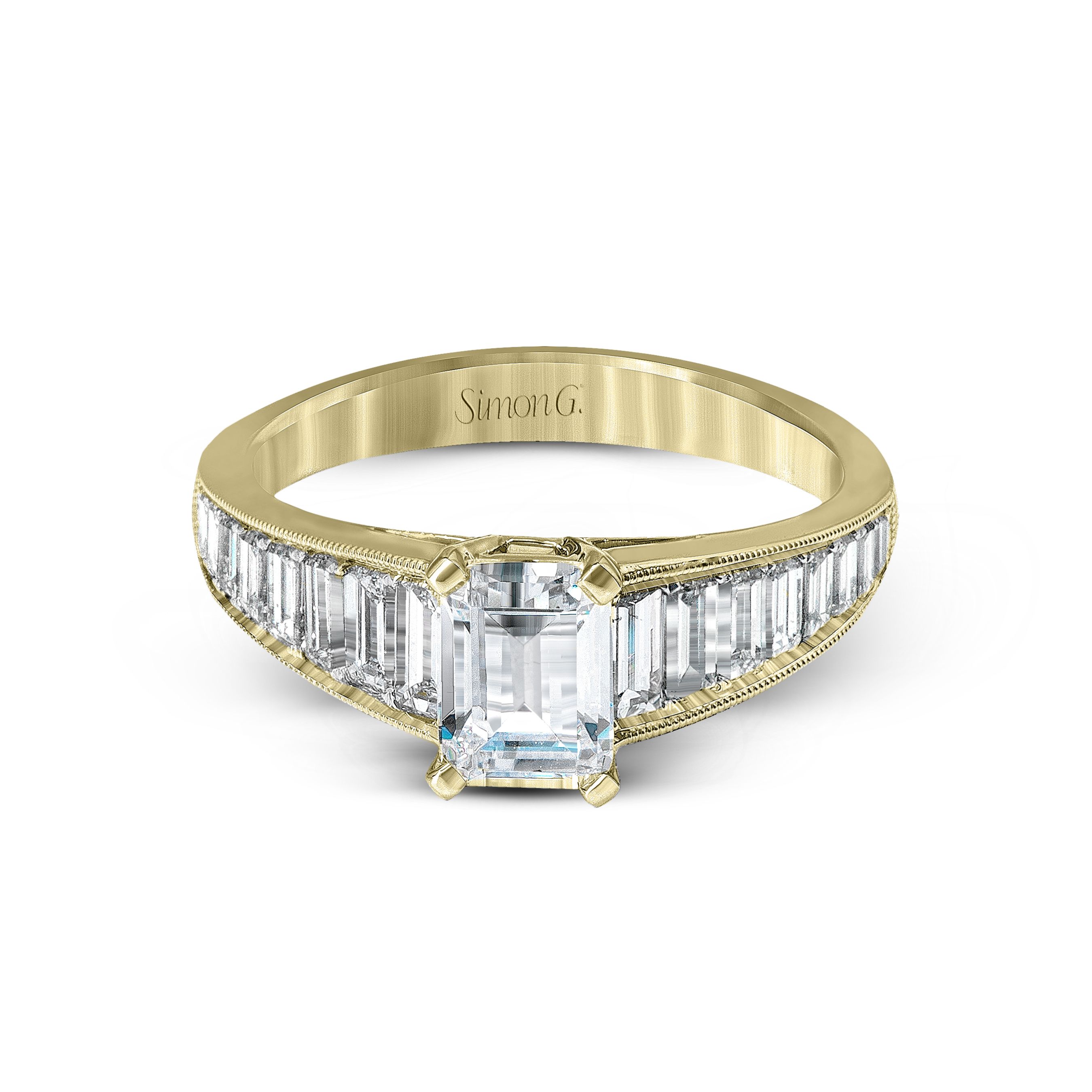 MR2393 Vintage Explorer Collection Yellow Gold Emerald Cut Engagement Ring
