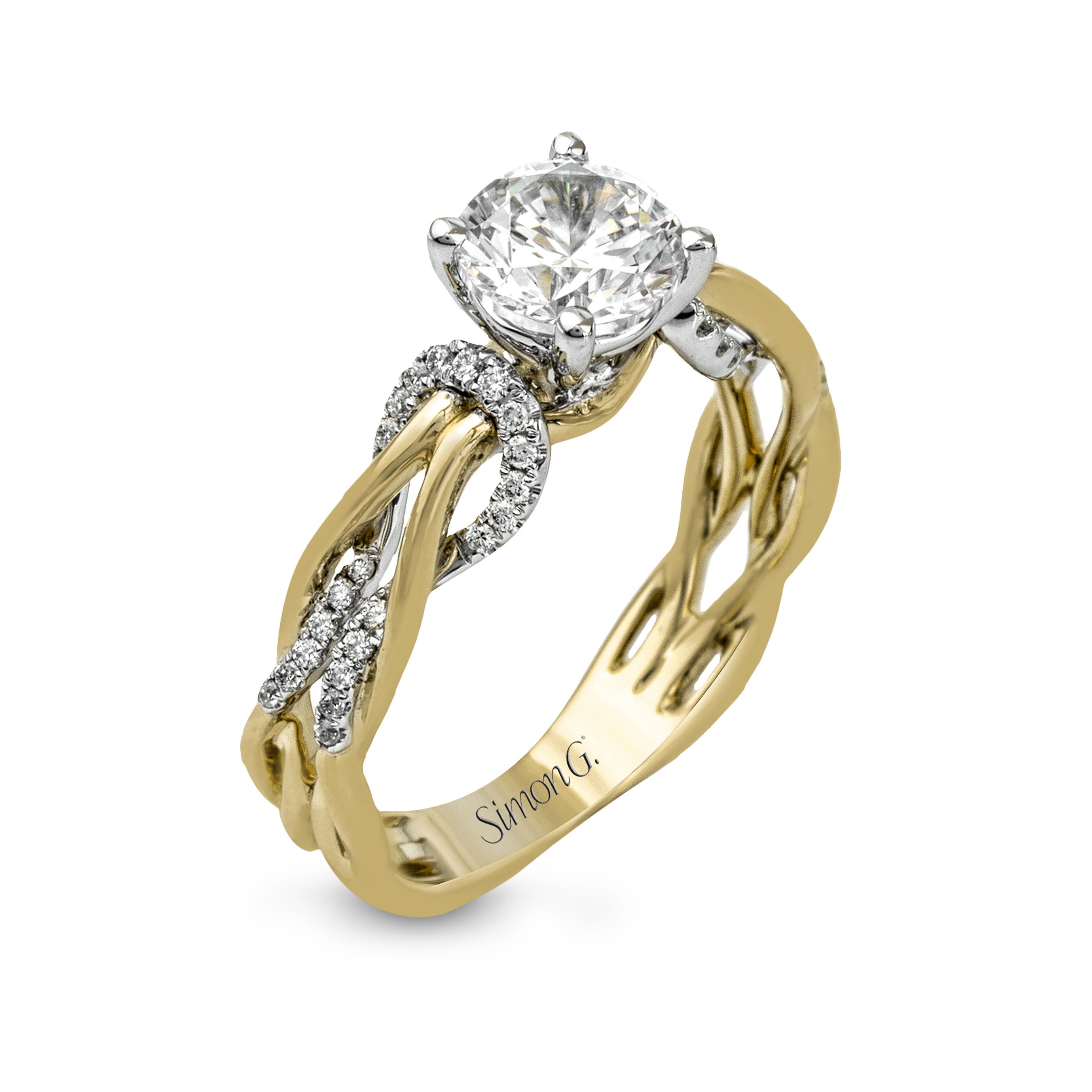 simon-g-mr2514-yellow-gold-and-platinum-modern-twist-shank-engagement-ring