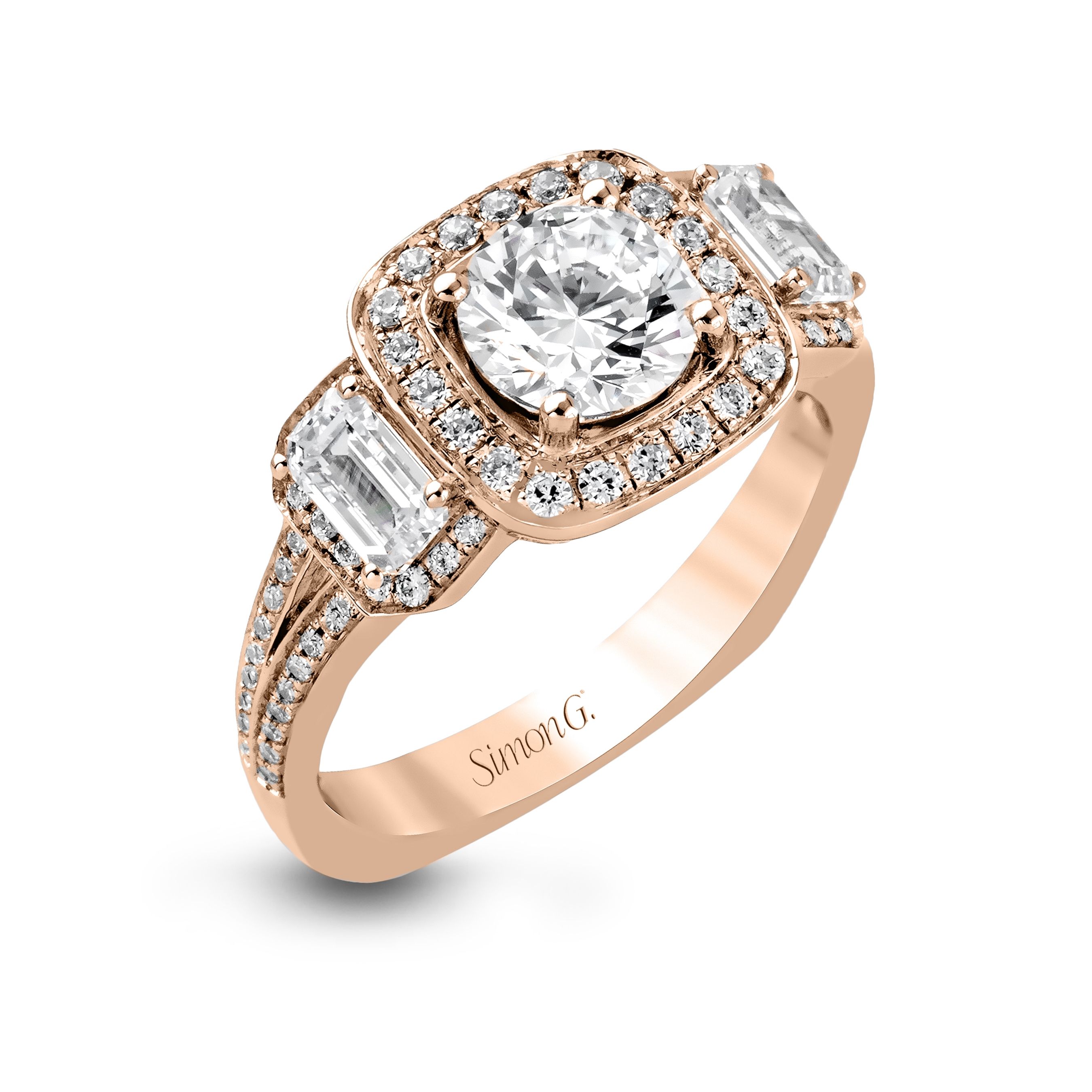 simon-g-tr446-rose-gold-three-stone-halo-engagement-ring