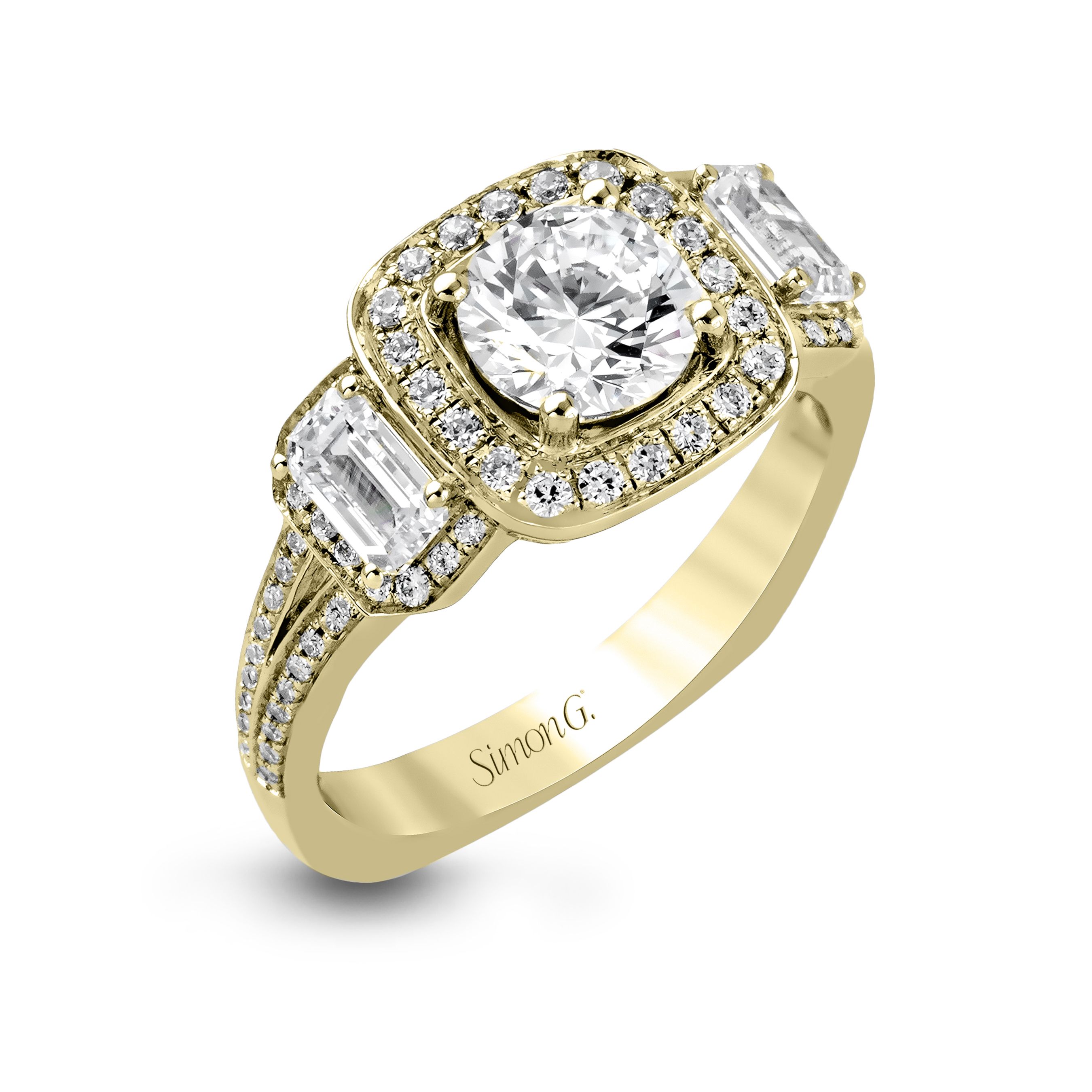 simon-g-tr446-yellow-gold-3-stone-halo-engagement-ring