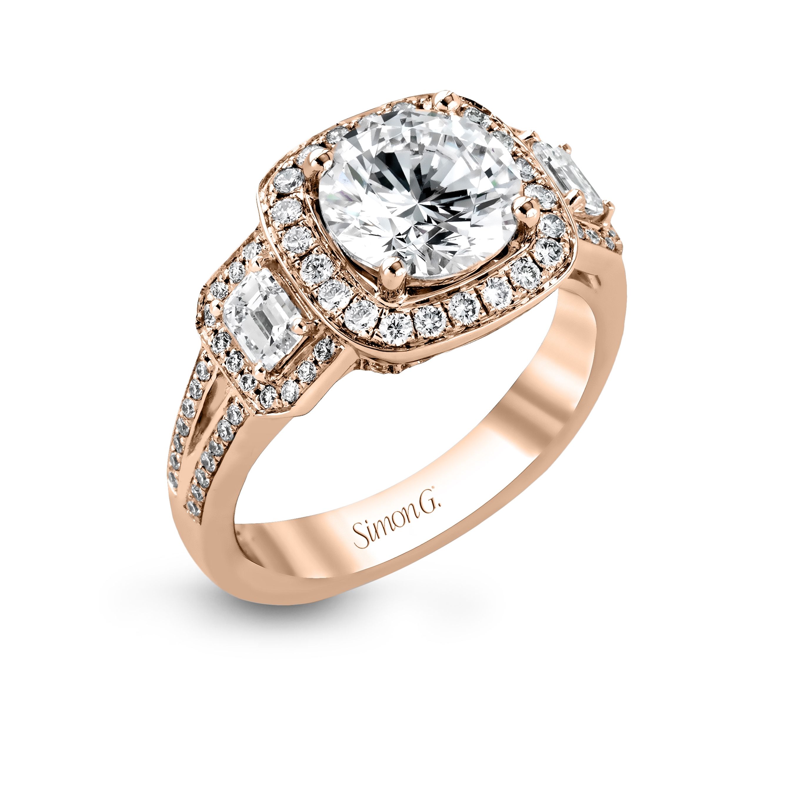 simon-g-tr484-rose-gold-three-stone-halo-engagement-ring