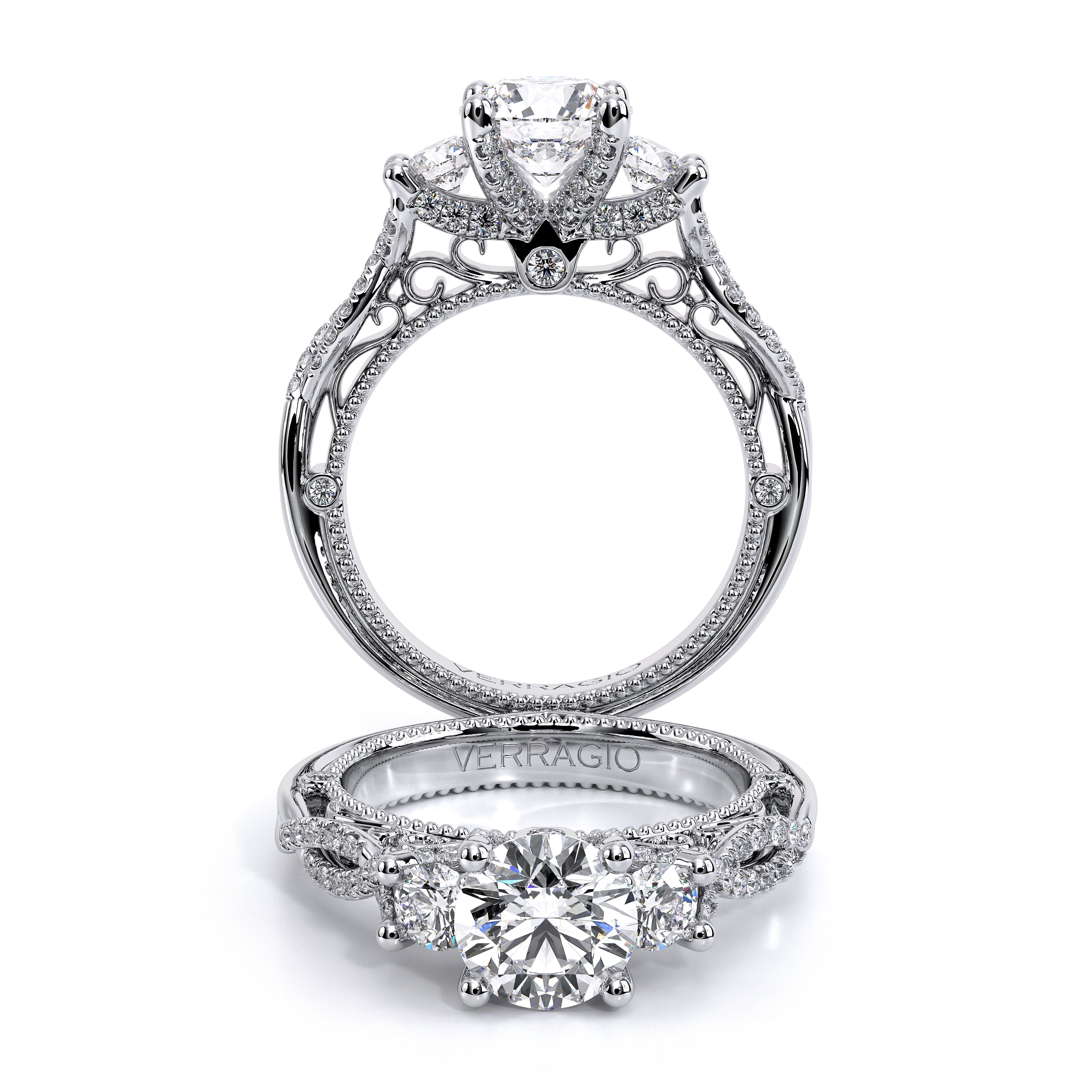 VENETIAN-5079 Three-Stone Engagement Ring