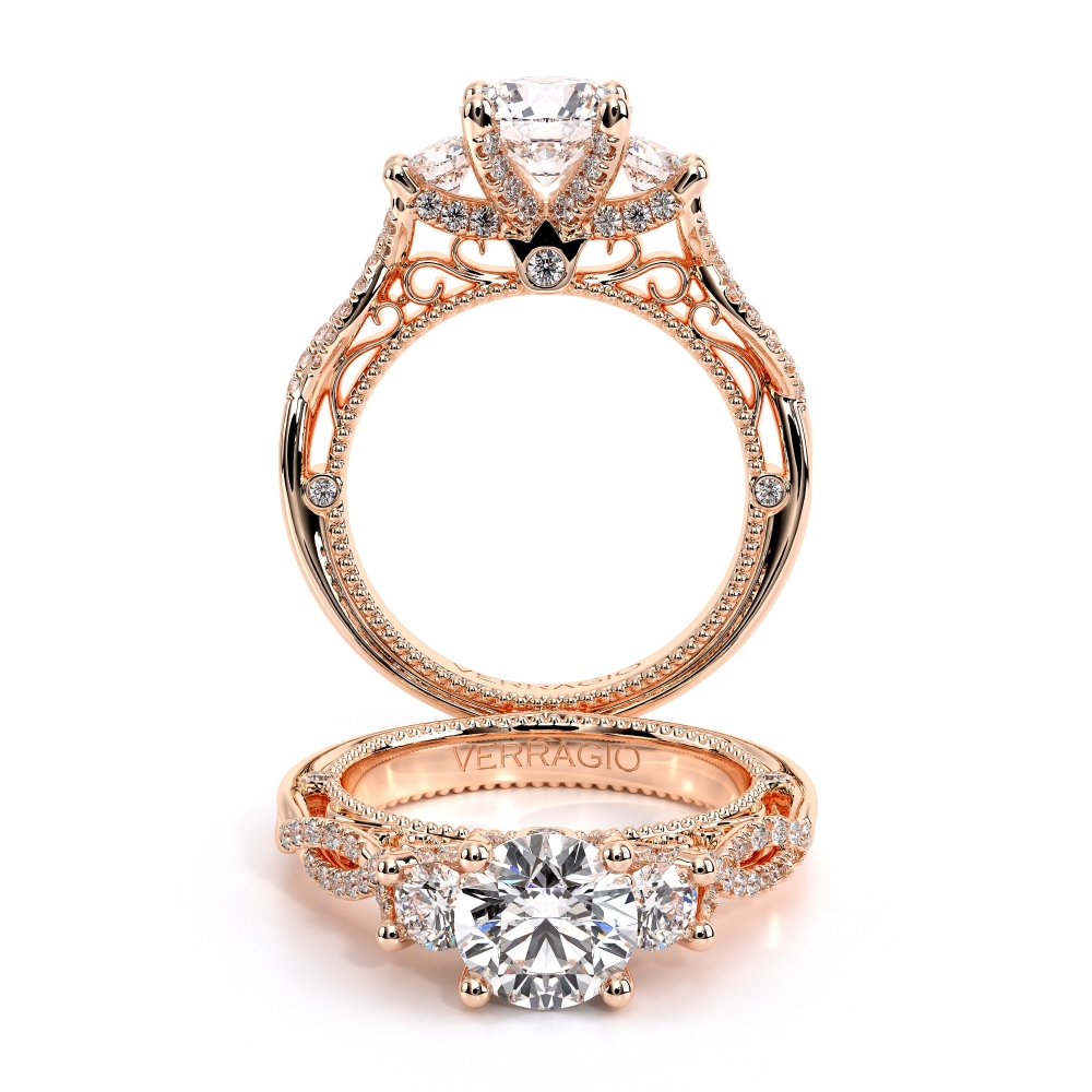 Venetian-5079r-Platinum Round Three-Stone Engagement Ring