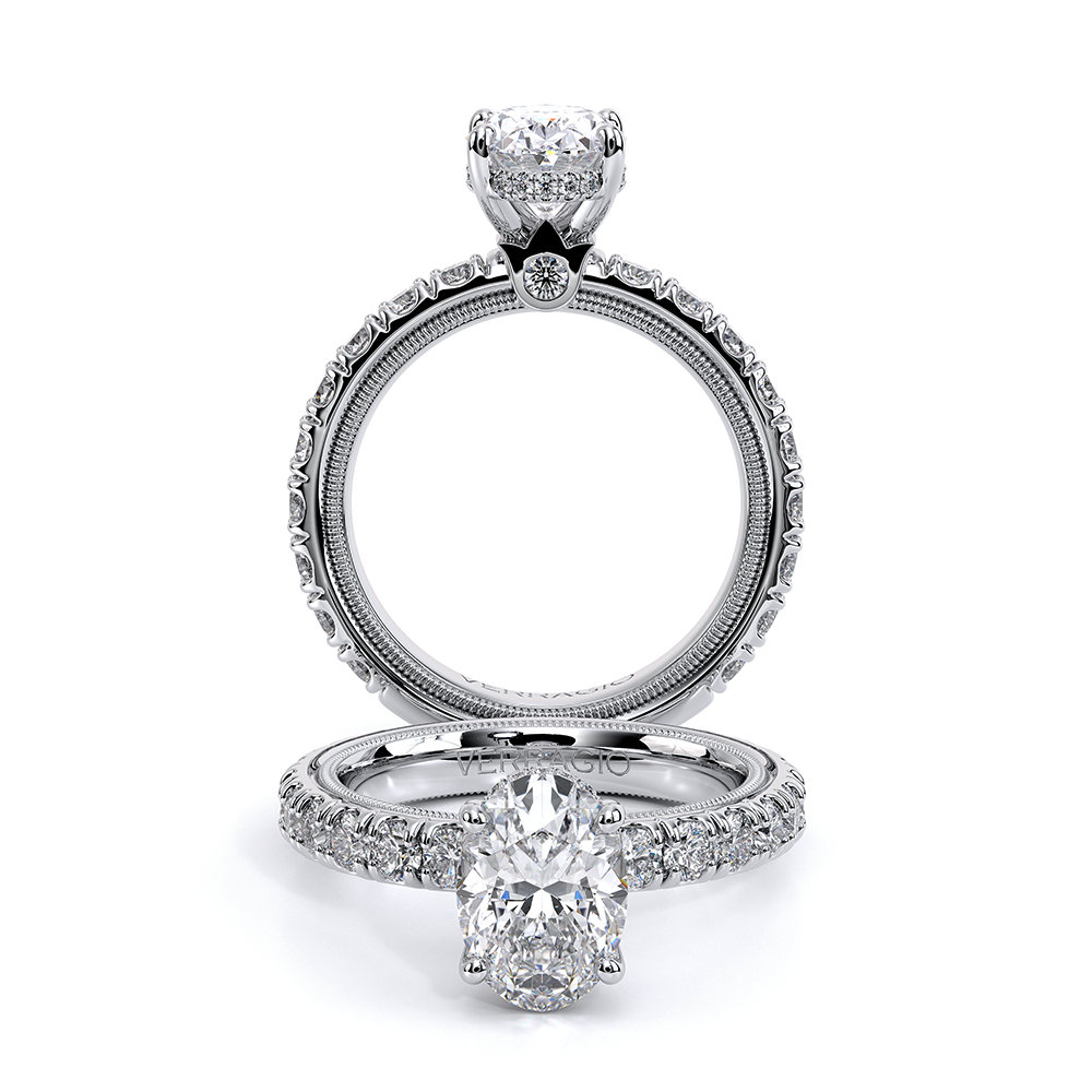 Tradition-250dbov-18k Yellow Gold Oval Pave Engagement Ring
