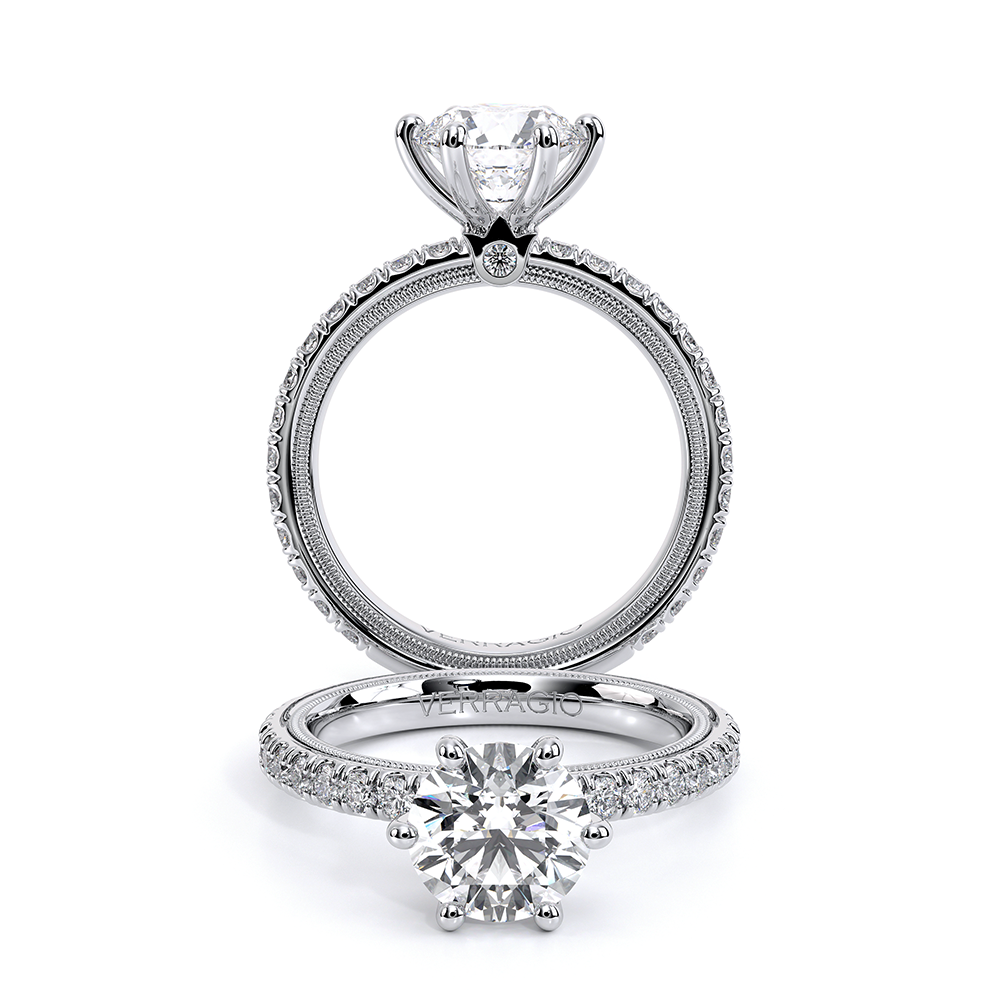 Tradition-180r6-18k Rose Gold Round Pave Engagement Ring