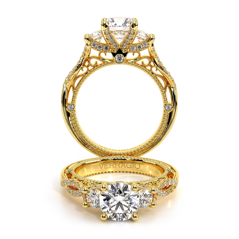 Venetian-5079r-Platinum Round Three-Stone Engagement Ring