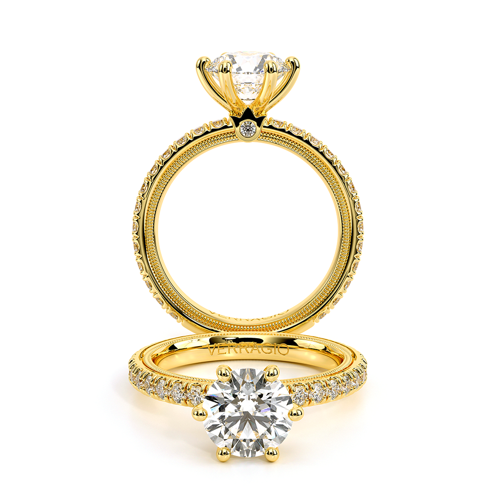Tradition-180r6-18k Rose Gold Round Pave Engagement Ring